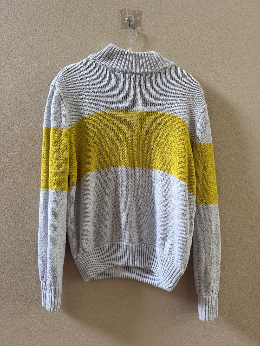 Aerie Cozy Striped Crewneck Sweater - Yellow & Gray